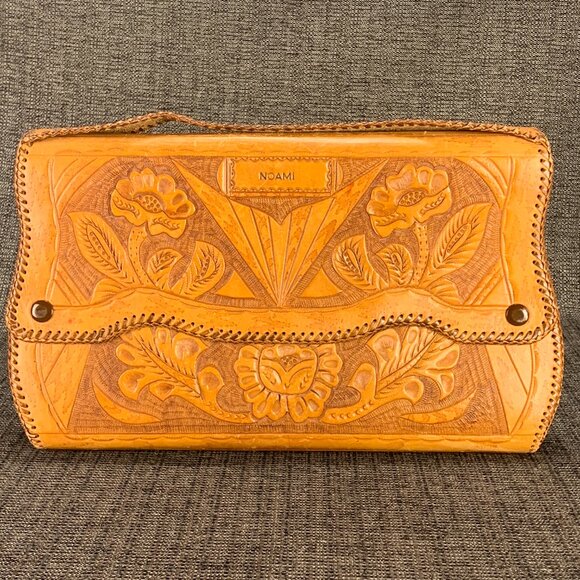Vintage Hand Tooled Leather Noami Purse - floral large case handmade handbag - Picture 2 of 16